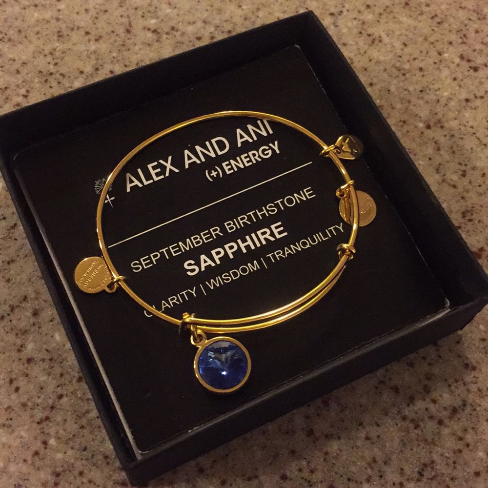 Alex and Ani sapphire gold bracelet